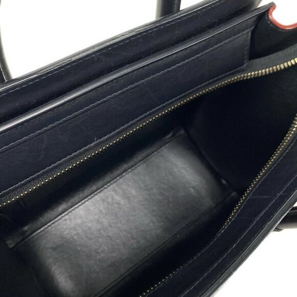 CELINE Luggage Nano Shopper 168243AAC.27CA Bordeaux Black Red Leather - - Picture 6 of 16